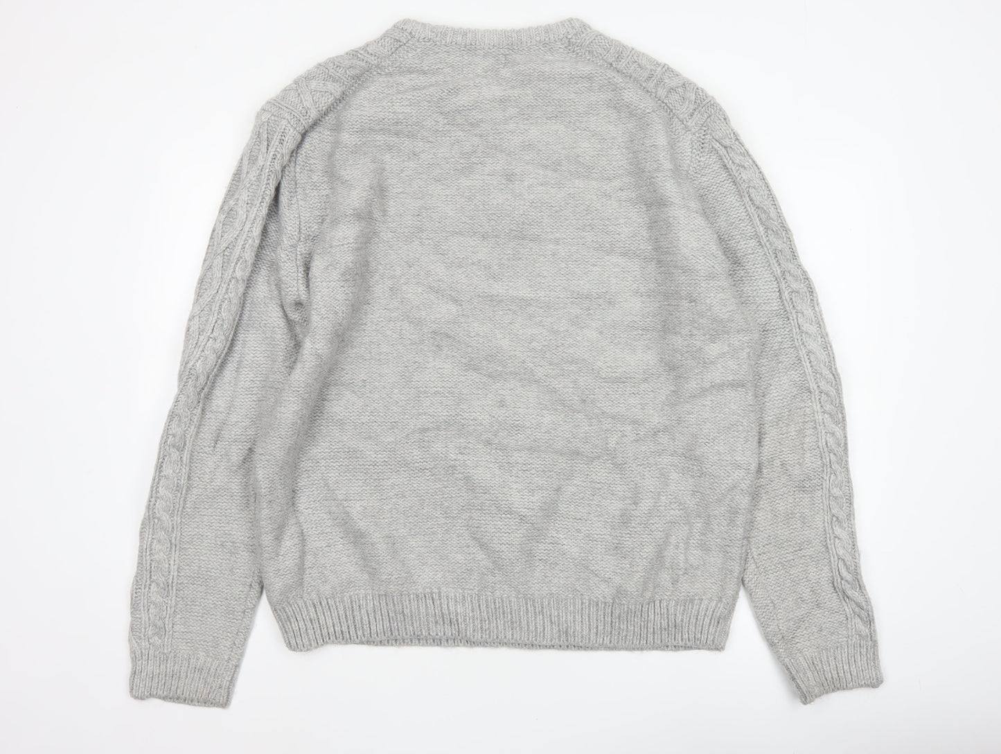 Marks & Spencer Men Grey 2XL Cable Knit Crew Neck Pullover Jumper