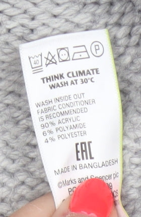 Marks & Spencer Men Grey 2XL Cable Knit Crew Neck Pullover Jumper
