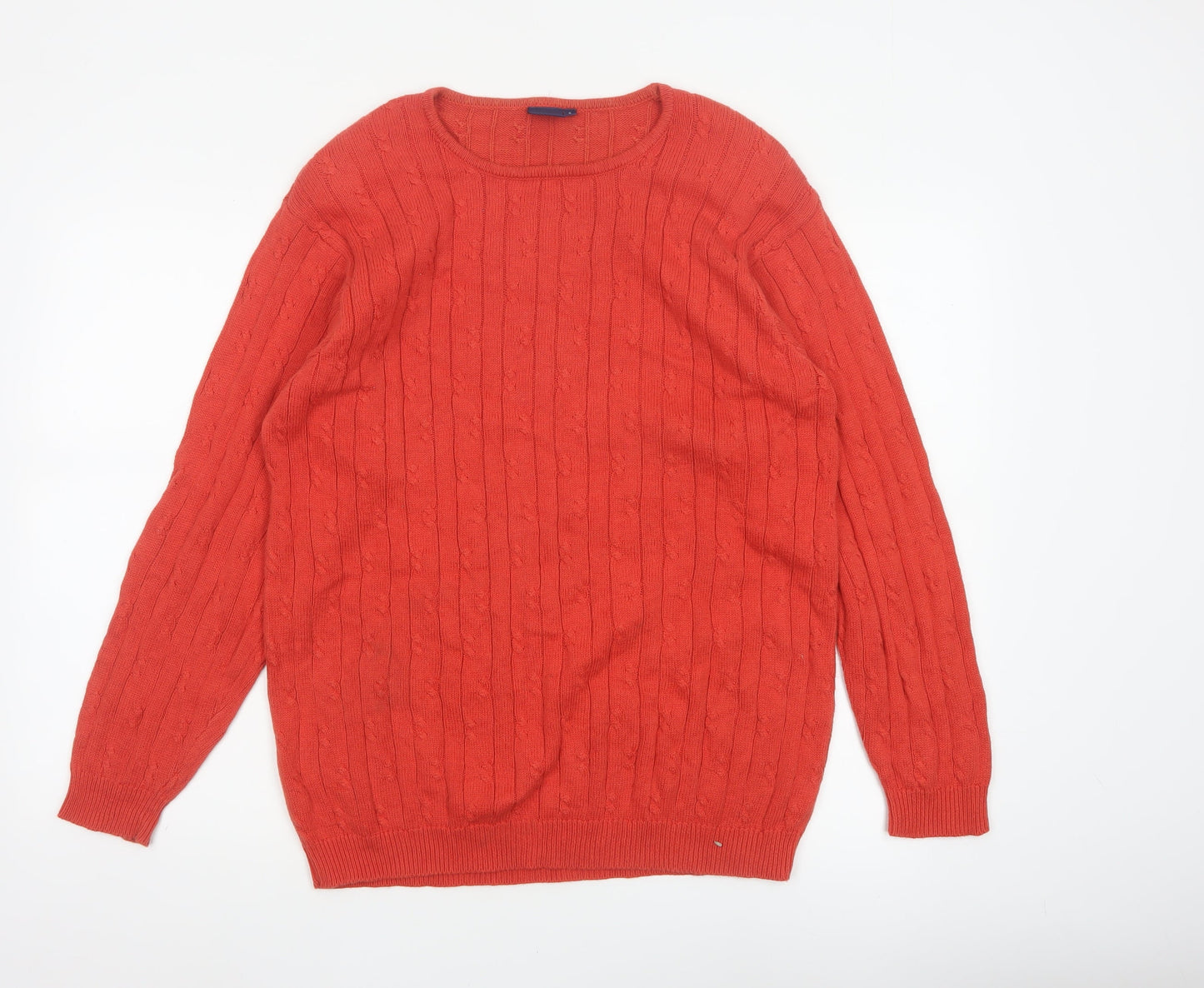 ColourVille Men’s Red S Cable-Knit Cotton Crew Neck Pullover Jumper
