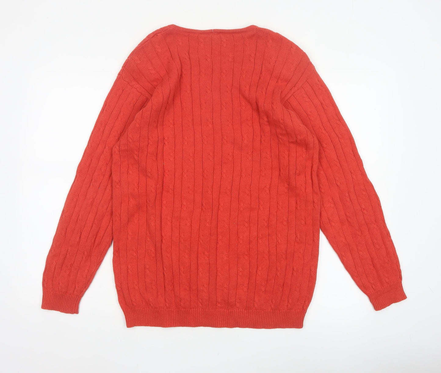 ColourVille Men’s Red S Cable-Knit Cotton Crew Neck Pullover Jumper
