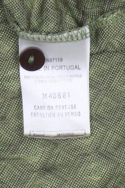 Next Women Green UK 12 Geometric Viscose Button-Up Long Sleeve Blouse