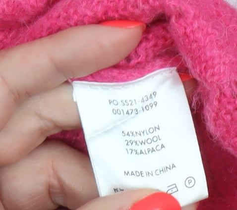 Hush Women’s Pink XS Alpaca Wool Open-Knit Crew Neck Pullover Jumper
