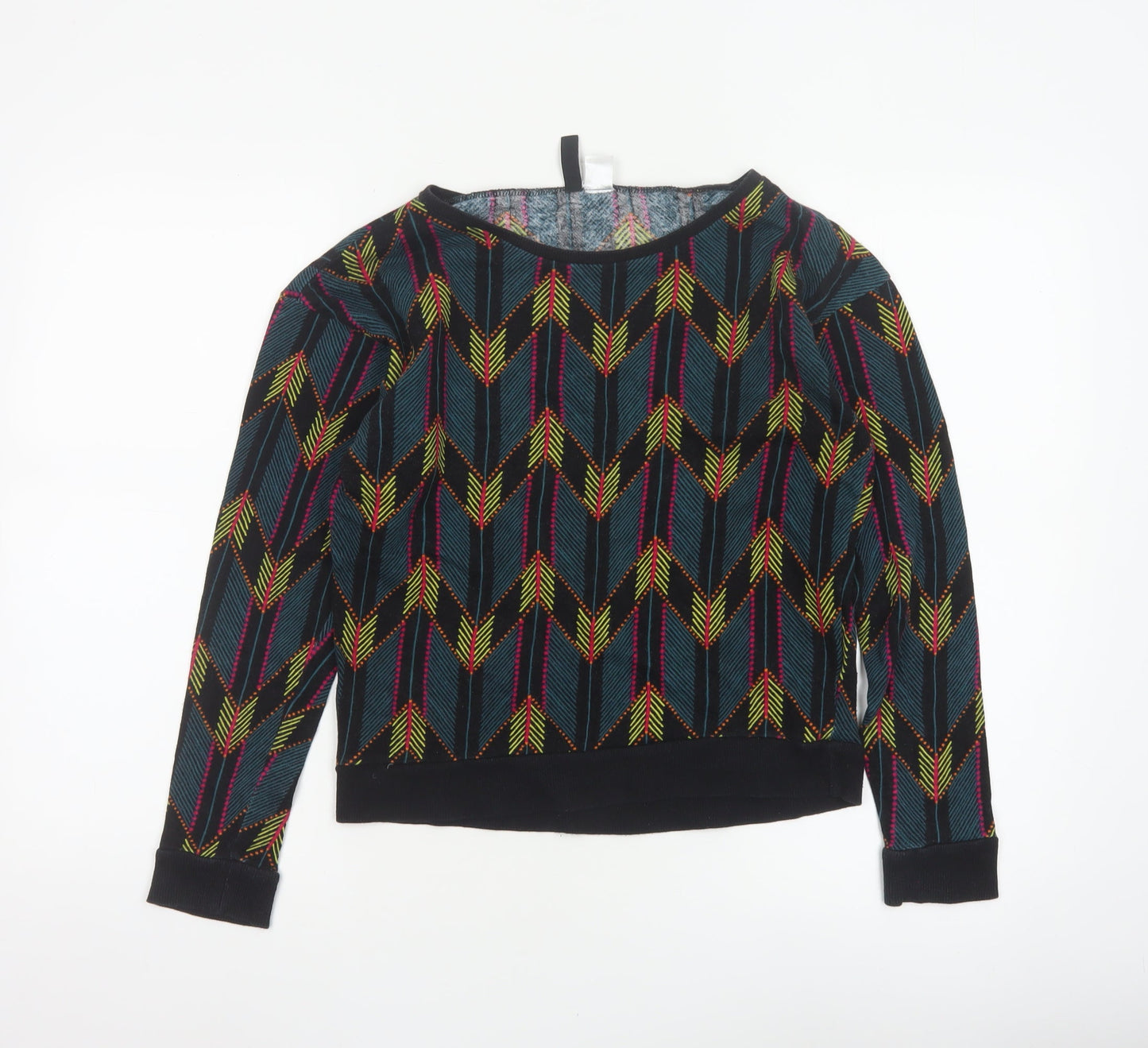 H&M Divided Women’s Multicoloured XS Cropped Geometric Jersey Sweatshirt
