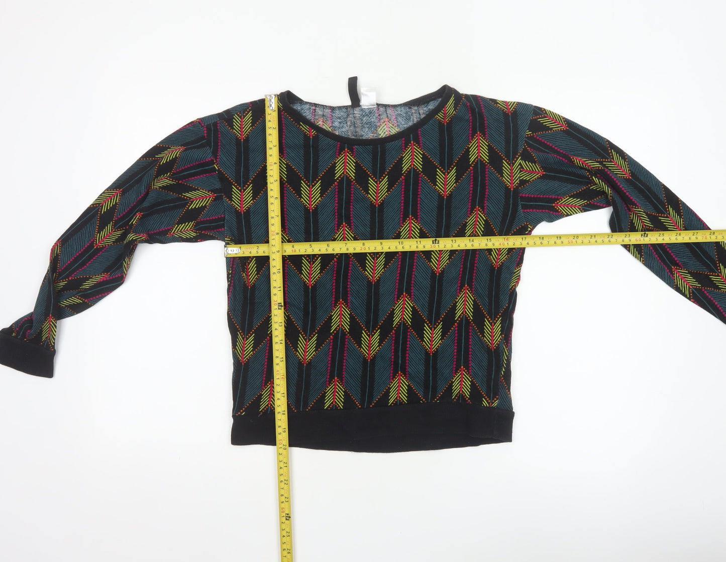 H&M Divided Women’s Multicoloured XS Cropped Geometric Jersey Sweatshirt