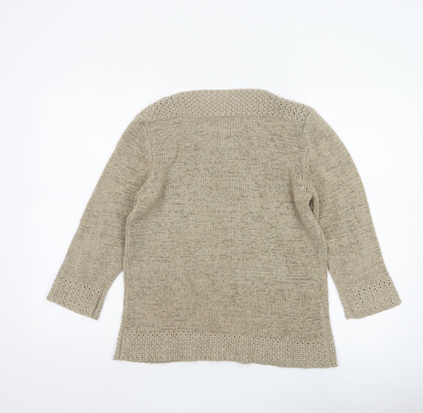 Bhs Women Beige Size 16 Open Knit Boat Neck Tunic Jumper