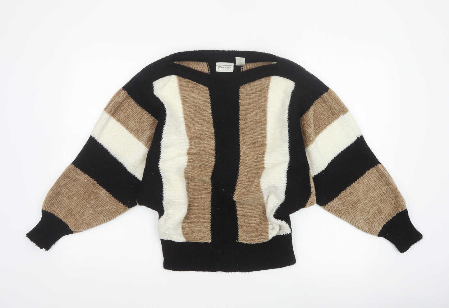 Cristina's Women Multicoloured Striped V-Neck Pullover Jumper M