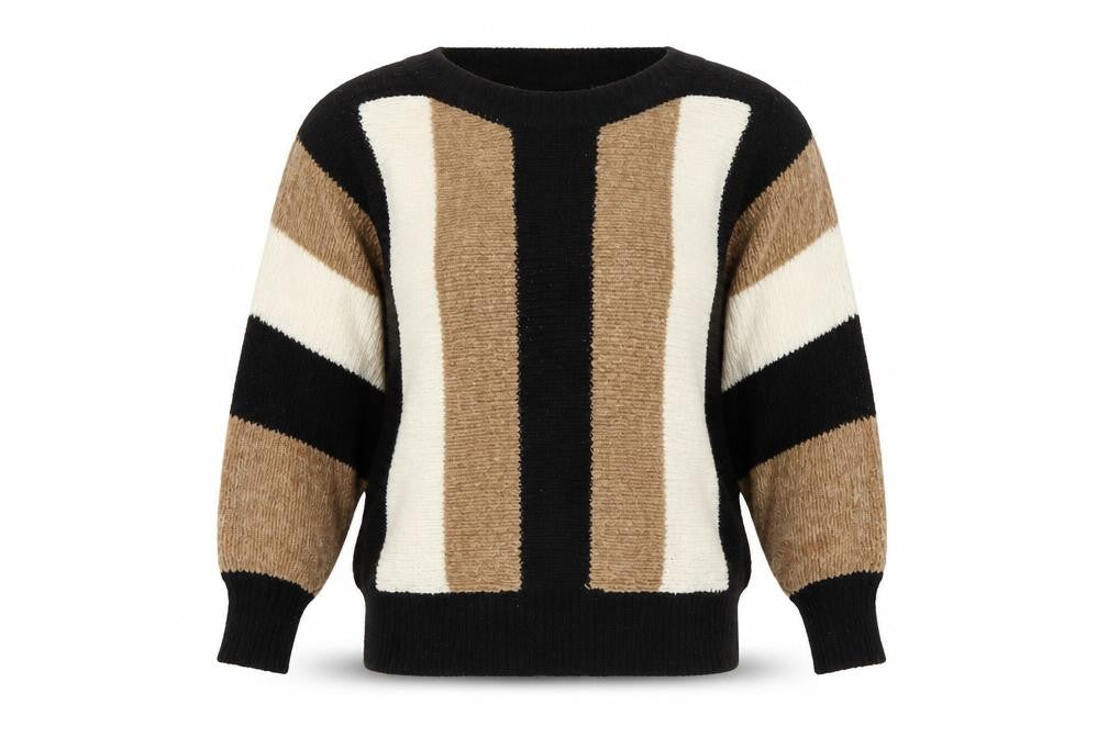 Cristina's Women Multicoloured Striped V-Neck Pullover Jumper M
