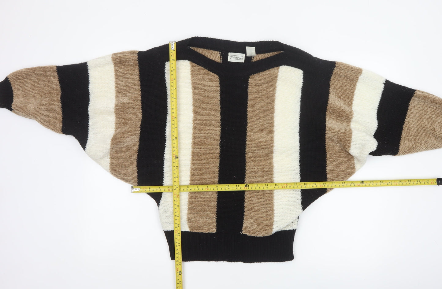 Cristina's Women Multicoloured Striped V-Neck Pullover Jumper M
