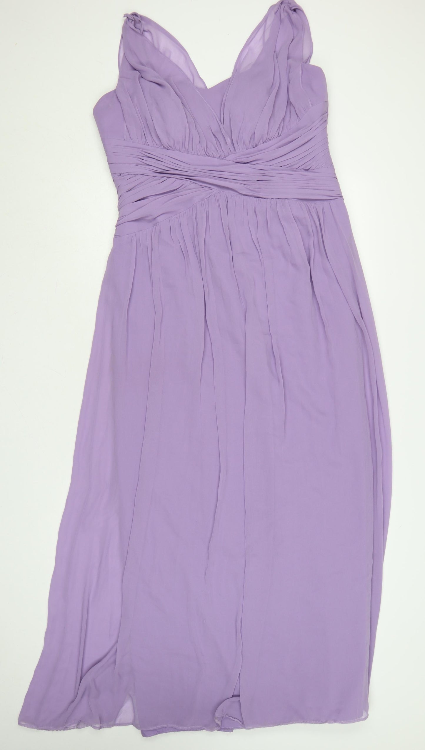 Bessy Collection Women Purple UK 18 Maxi Pleated Chiffon Occasion Dress