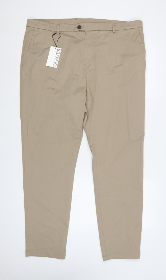 Jaeger Men’s Beige 42in Regular Tapered Stretch Chino Trousers NWT