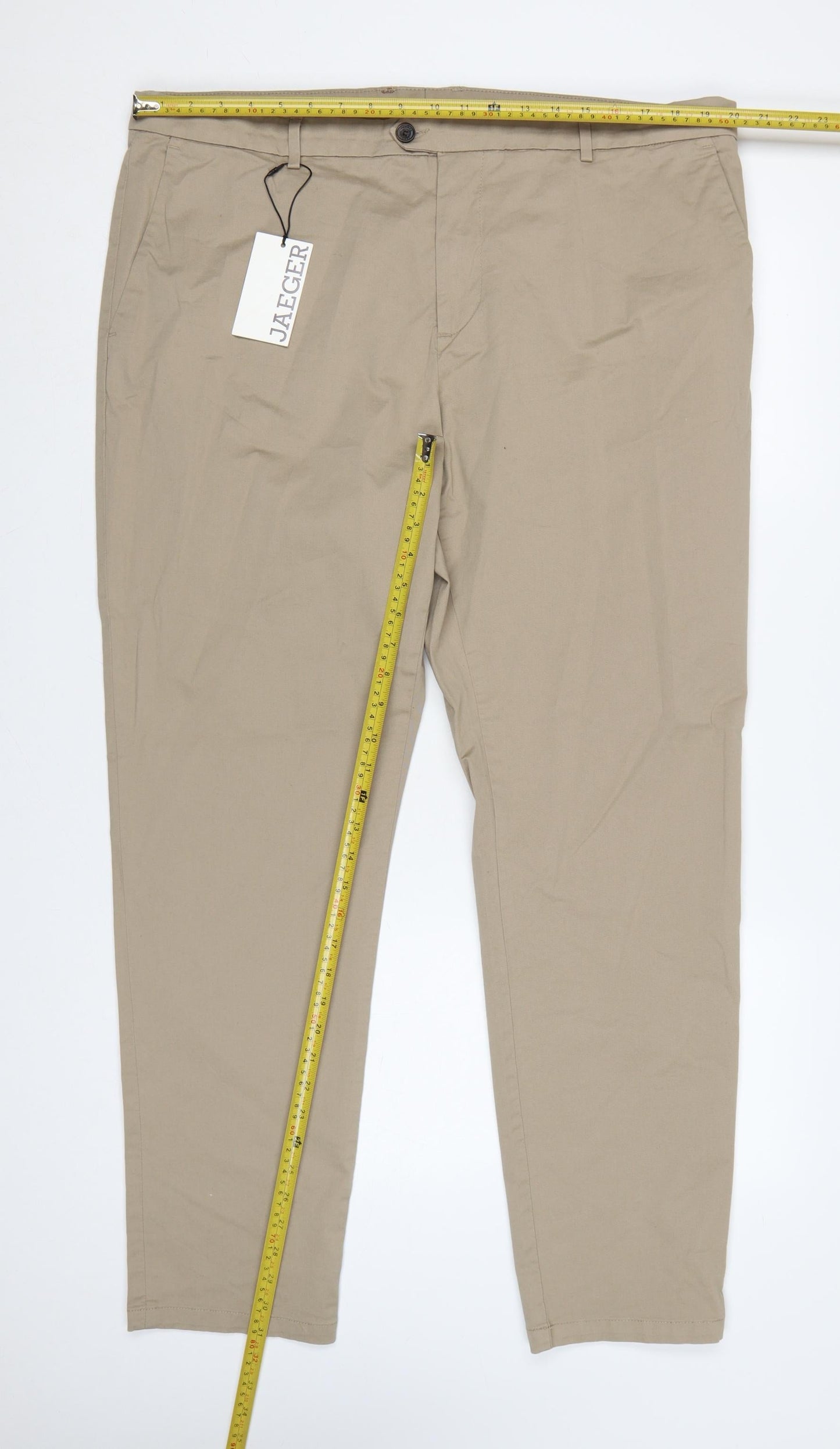 Jaeger Men’s Beige 42in Regular Tapered Stretch Chino Trousers NWT