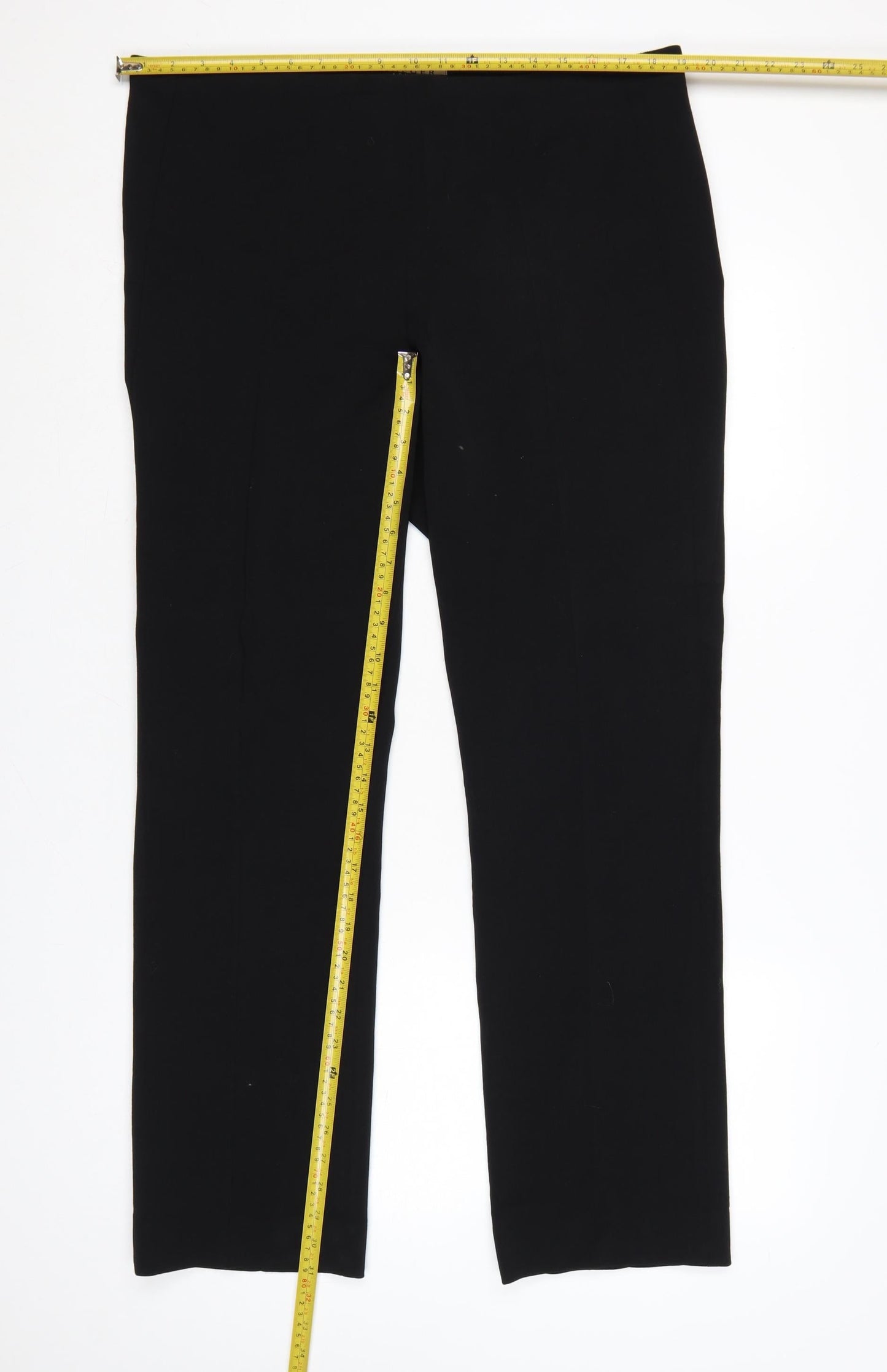Jaeger Women Black UK 18 Straight Leg Tailored Wool Dress Trousers