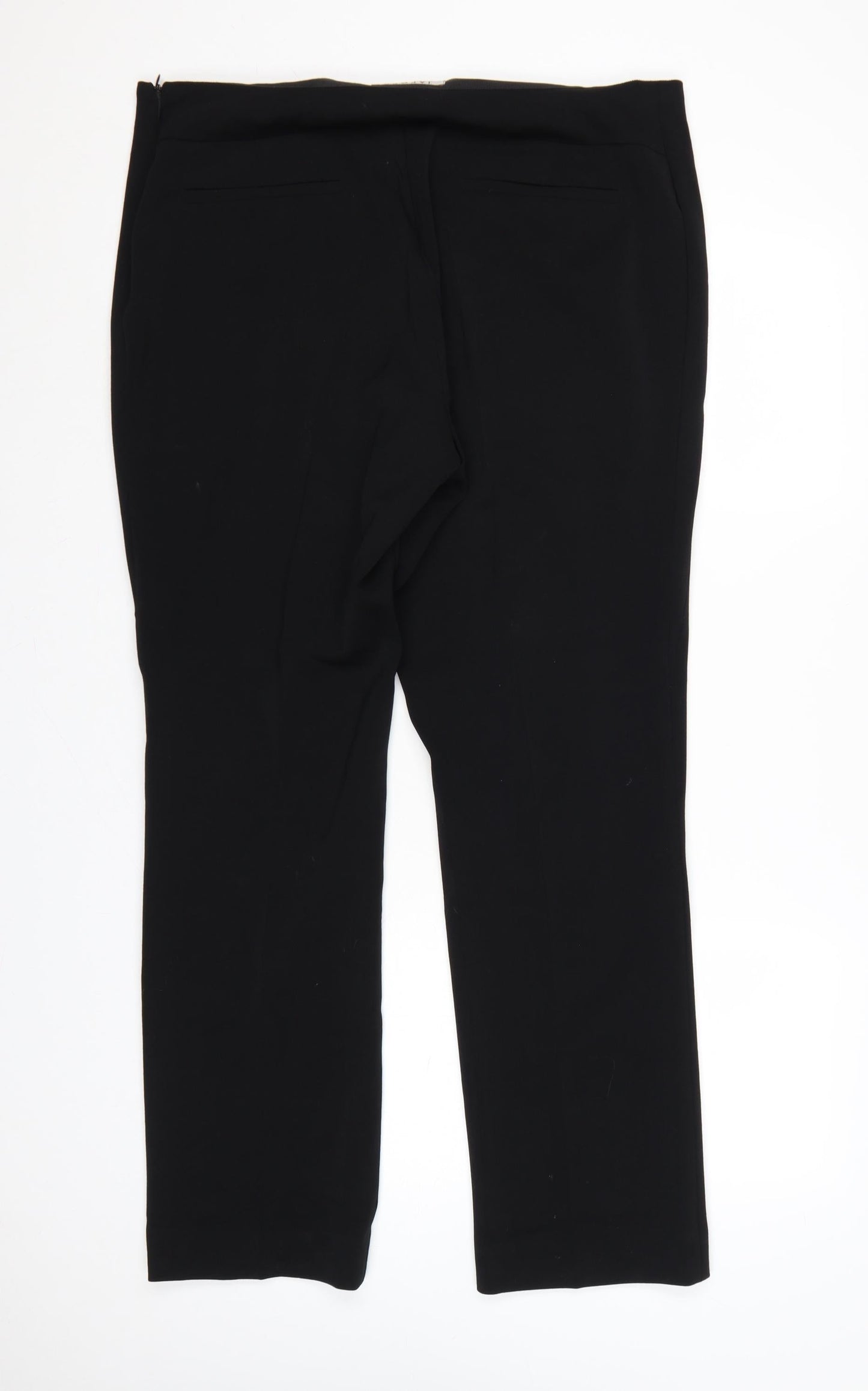 Jaeger Women Black UK 18 Straight Leg Tailored Wool Dress Trousers