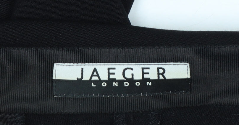 Jaeger Women Black UK 18 Straight Leg Tailored Wool Dress Trousers