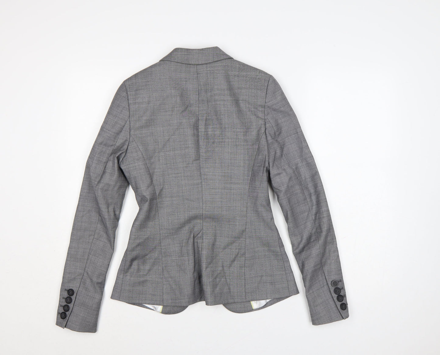 Next Women Grey Tailored Blazer UK 8 Wool Blend One Button