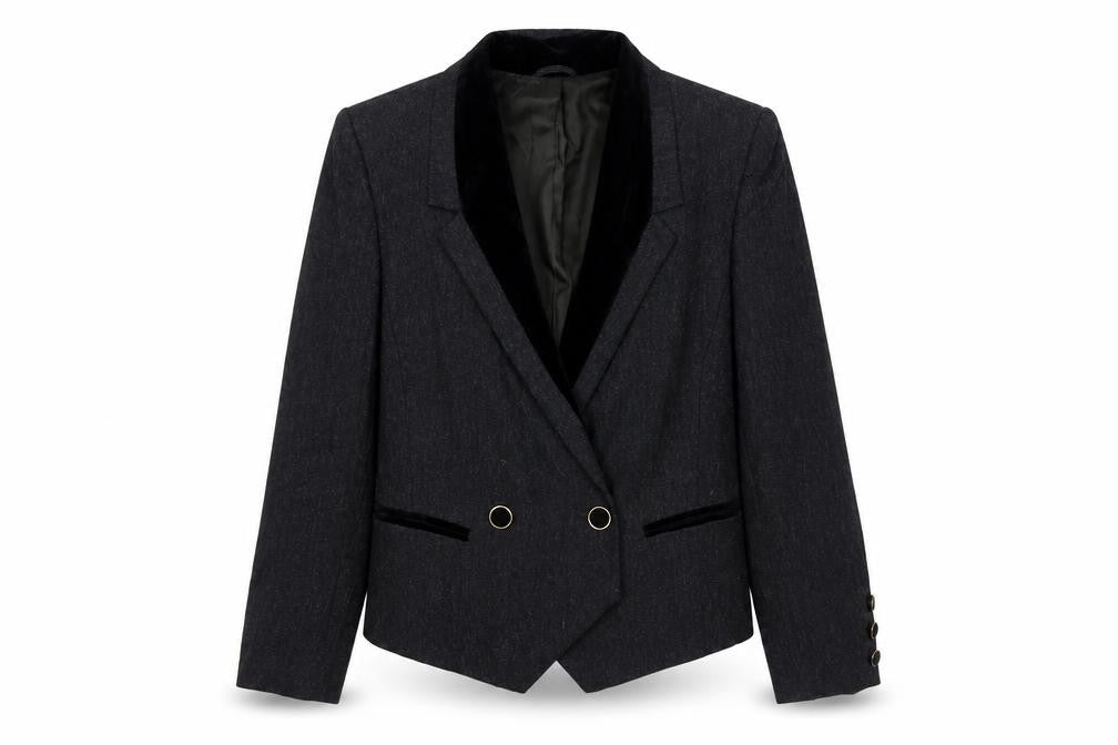 Gerry Weber Women Black UK 8 Tuxedo Blazer Pure Wool Double Breasted