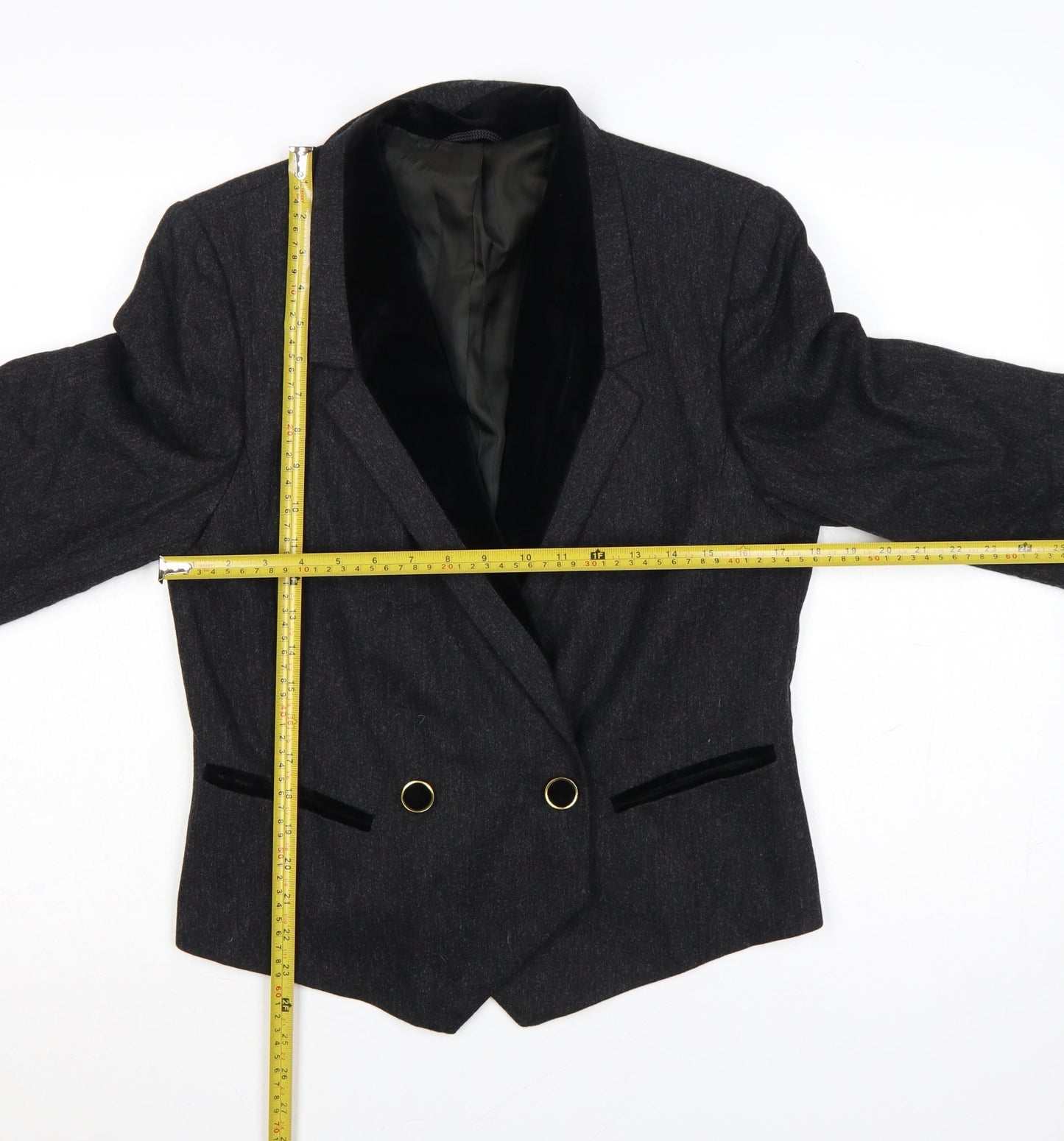 Gerry Weber Women Black UK 8 Tuxedo Blazer Pure Wool Double Breasted