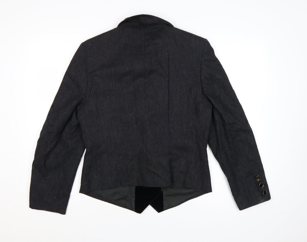 Gerry Weber Women Black UK 8 Tuxedo Blazer Pure Wool Double Breasted