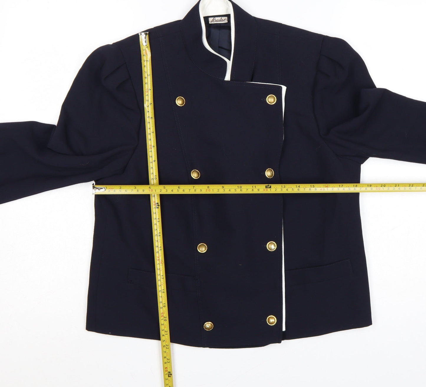 Basler Women Blue UK 10 Vintage Double-Breasted Wool Blend Suit Jacket