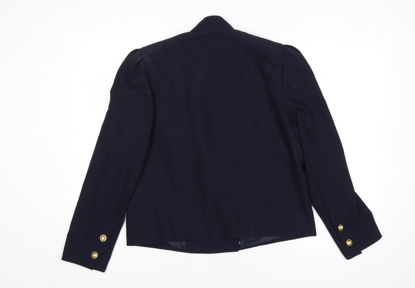 Basler Women Blue UK 10 Vintage Double-Breasted Wool Blend Suit Jacket