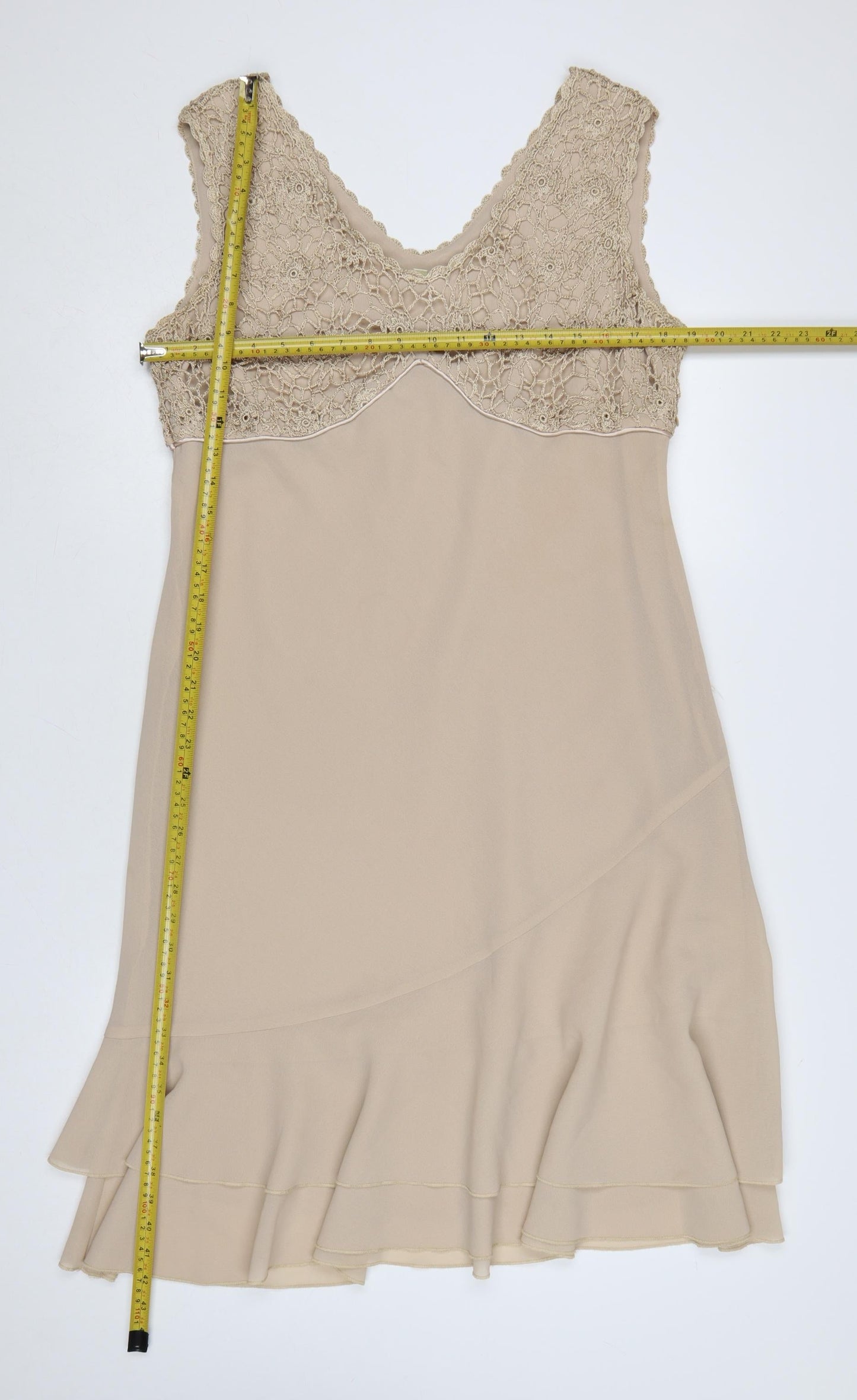 Klass Women Beige Size 16 Long Lace Fit & Flare Wedding Dress