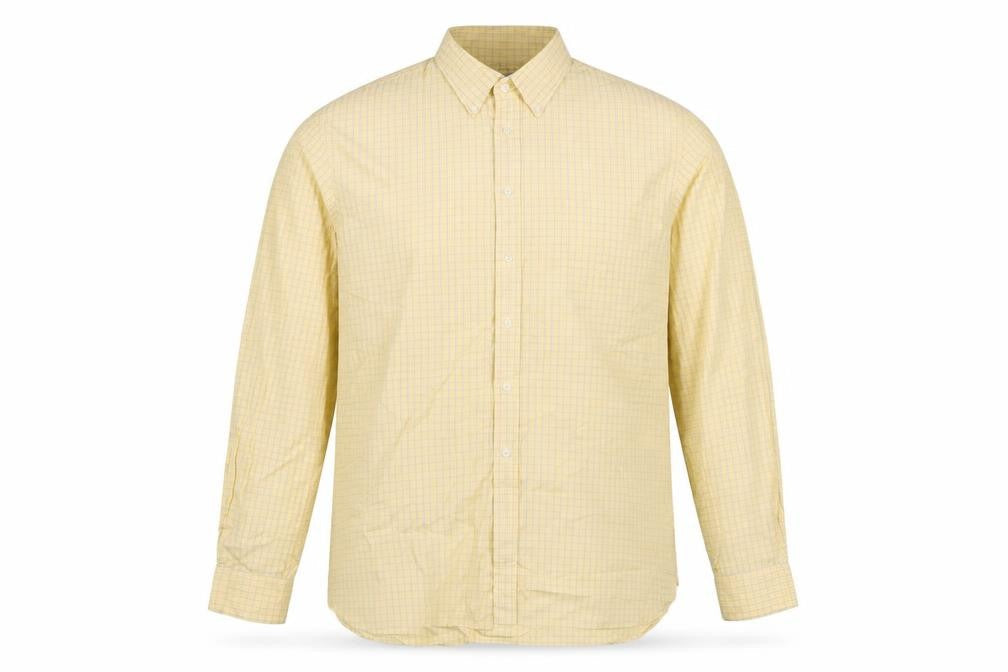 Charles Tyrwhitt Mens Yellow Check XL Poplin Long Sleeve Casual Shirt