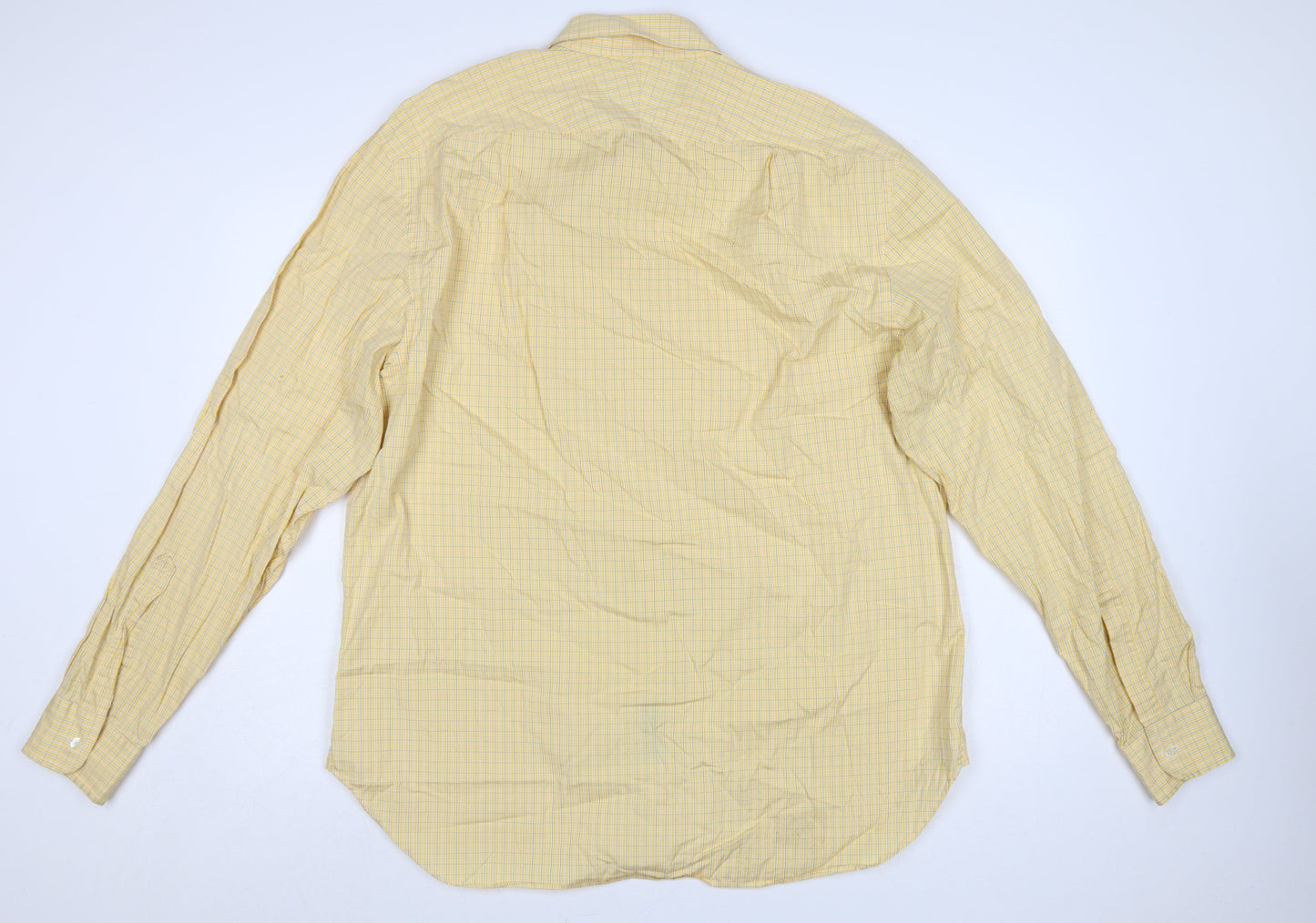 Charles Tyrwhitt Mens Yellow Check XL Poplin Long Sleeve Casual Shirt