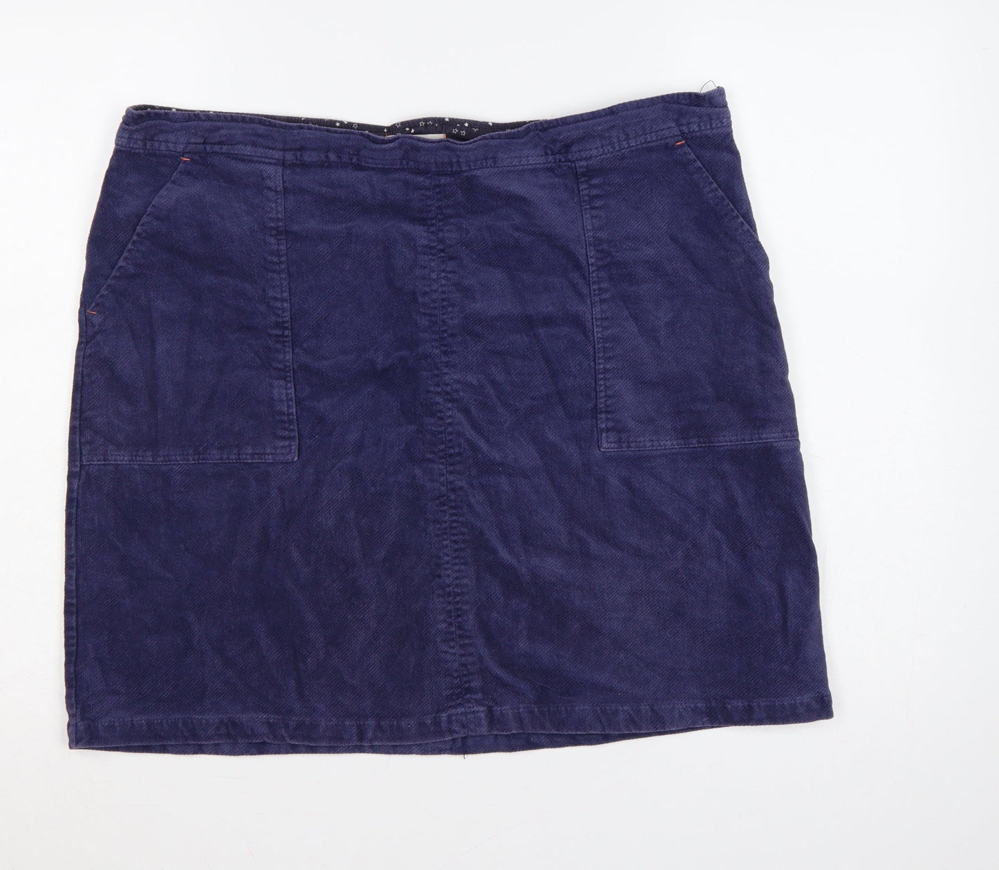 White Stuff Women’s Blue UK 18 Cotton Twill Pencil Skirt Pockets