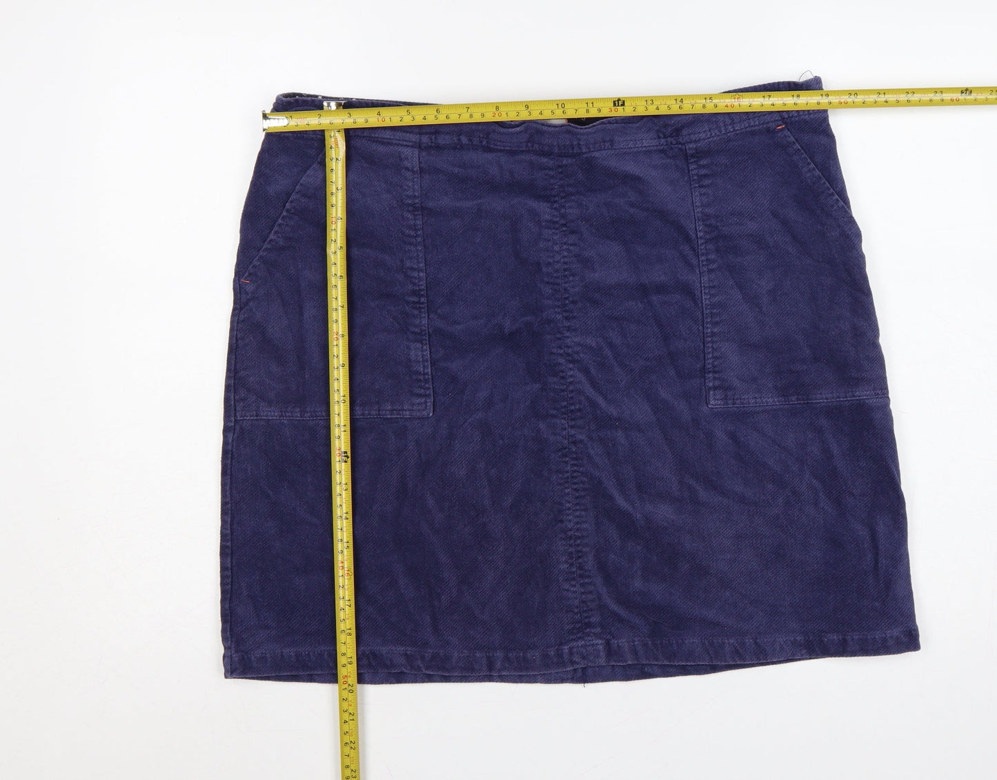 White Stuff Women’s Blue UK 18 Cotton Twill Pencil Skirt Pockets