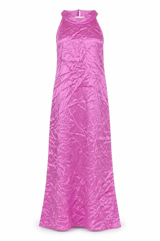 Zara Women Pink 12-14 Maxi Satin Backless Halter Party Dress
