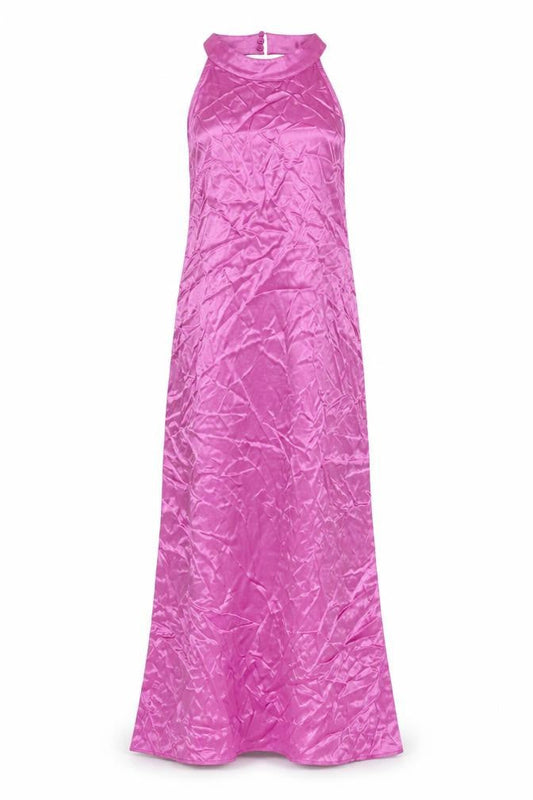 Zara Women Pink 12-14 Maxi Satin Backless Halter Party Dress