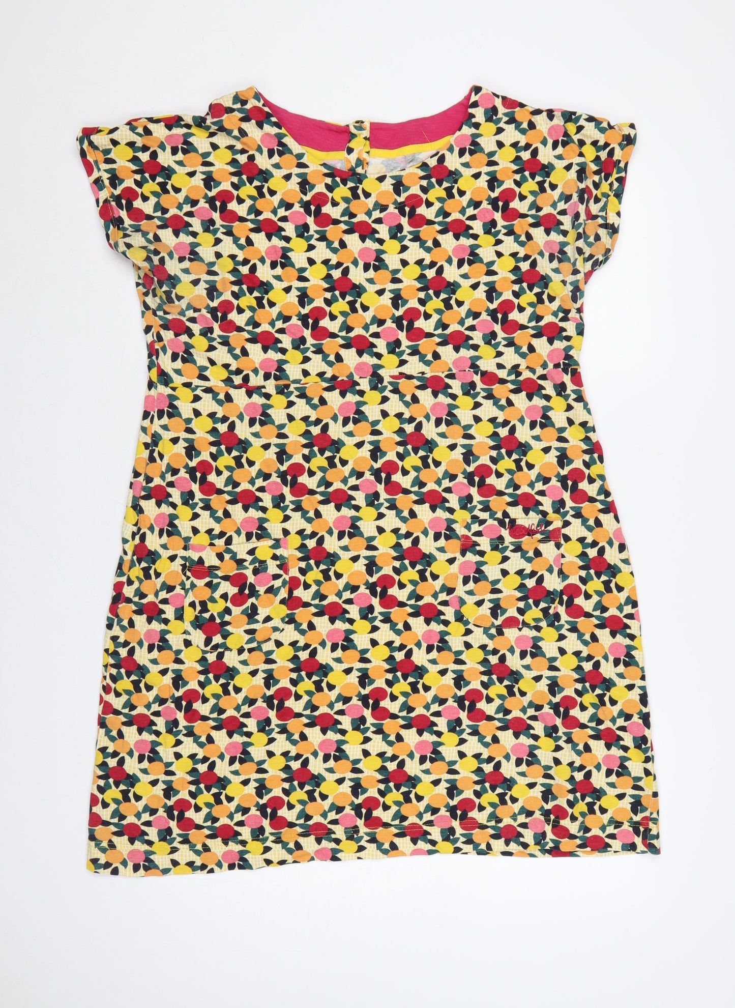 Weird Fish Women Multicoloured UK 16 Short Shift Cotton Fruit Print Dress