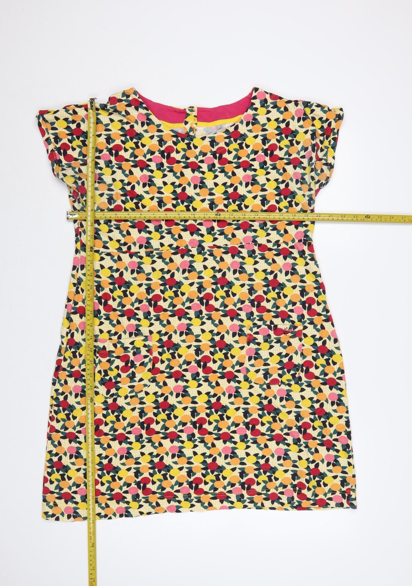 Weird Fish Women Multicoloured UK 16 Short Shift Cotton Fruit Print Dress