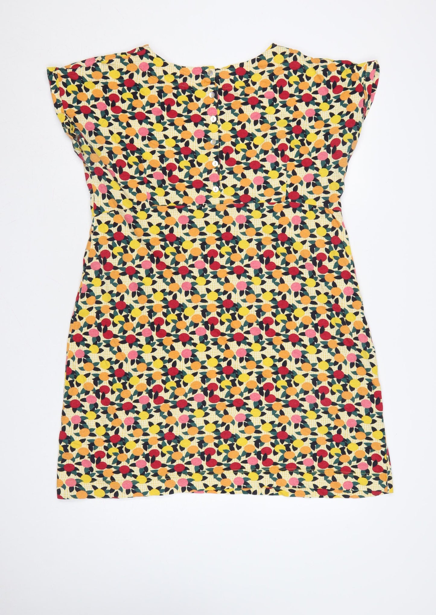 Weird Fish Women Multicoloured UK 16 Short Shift Cotton Fruit Print Dress