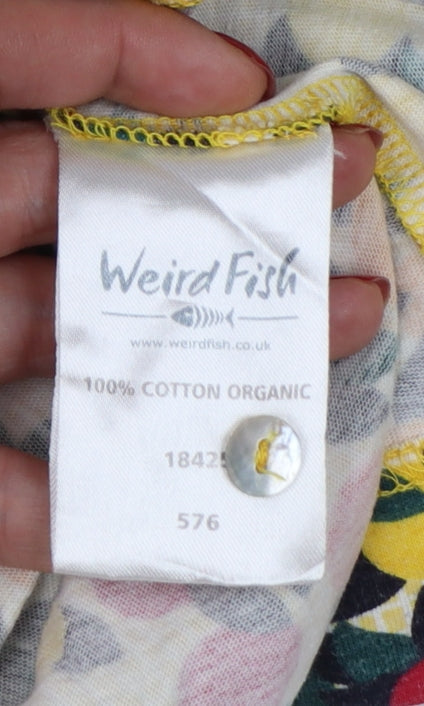 Weird Fish Women Multicoloured UK 16 Short Shift Cotton Fruit Print Dress