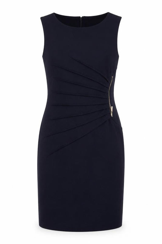 Carmen Women’s Blue UK 8 Sheath Knee Length Ruched Zip Dress