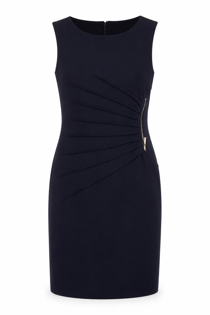 Carmen Women’s Blue UK 8 Sheath Knee Length Ruched Zip Dress