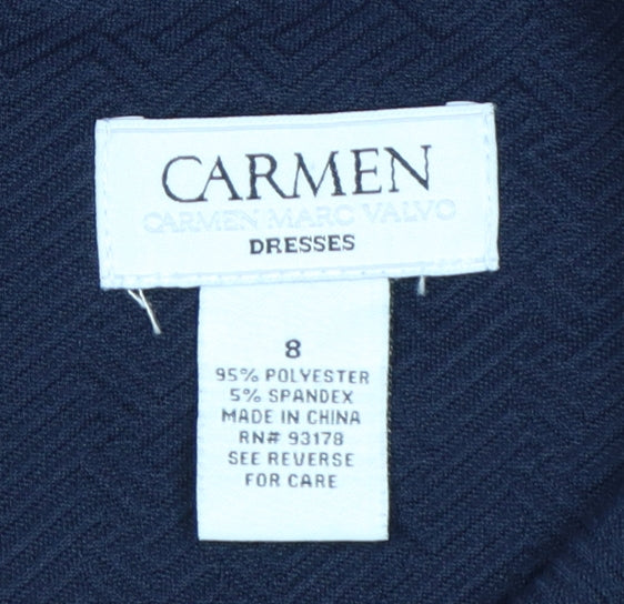 Carmen Women’s Blue UK 8 Sheath Knee Length Ruched Zip Dress