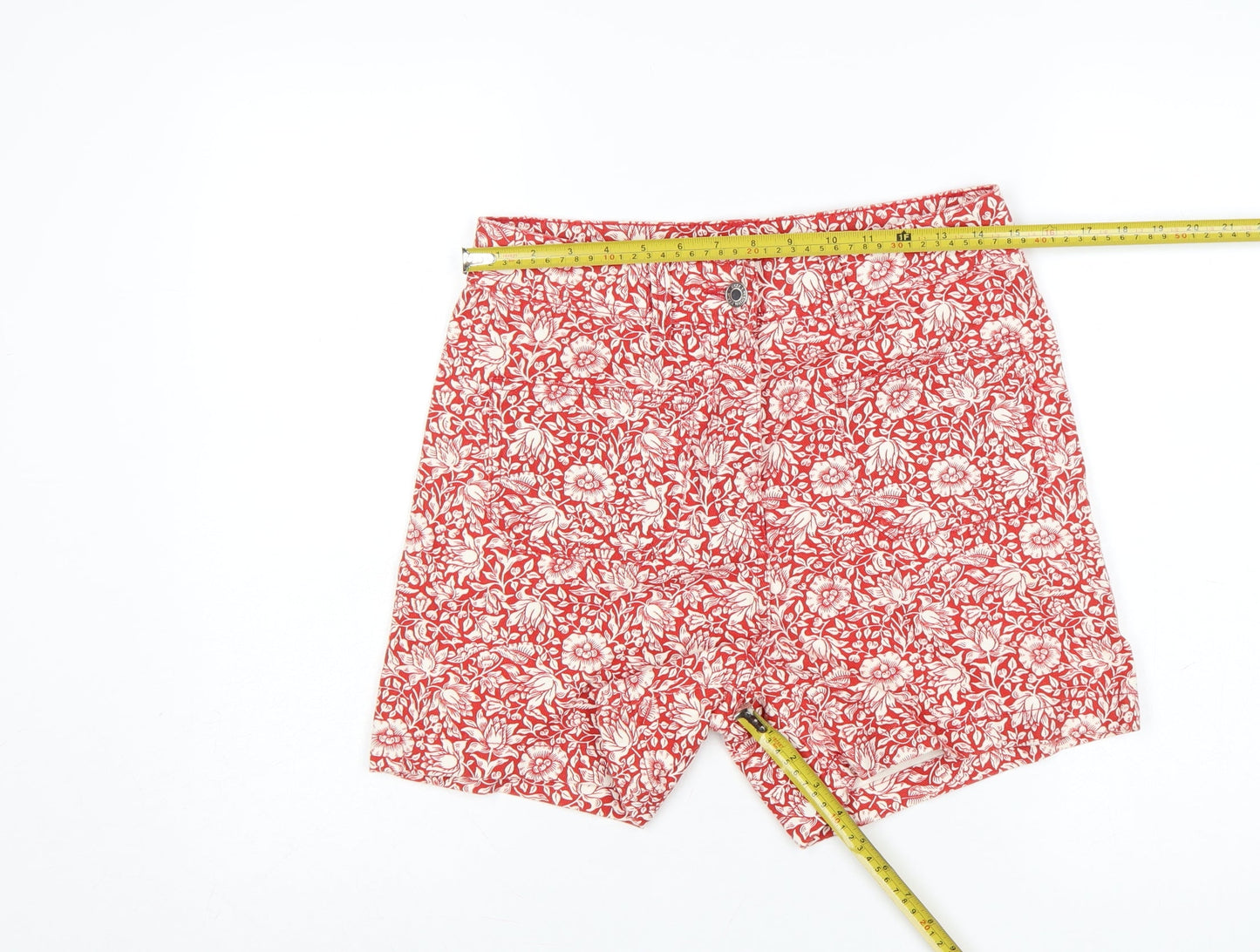Next Morris & Co Women’s Red Floral Cotton Shorts UK 10 Pockets