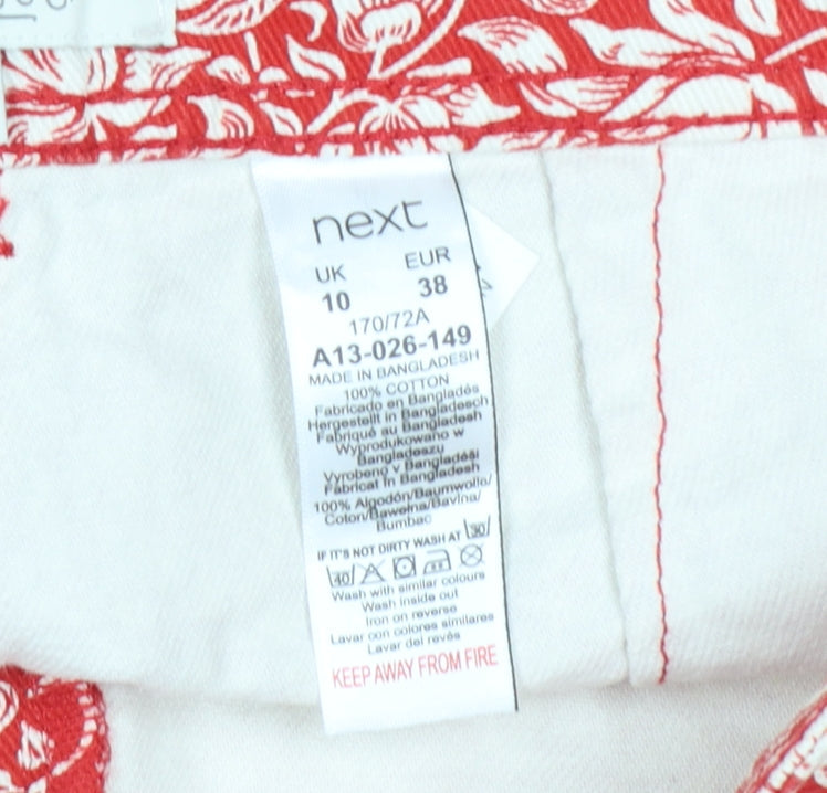 Next Morris & Co Women’s Red Floral Cotton Shorts UK 10 Pockets