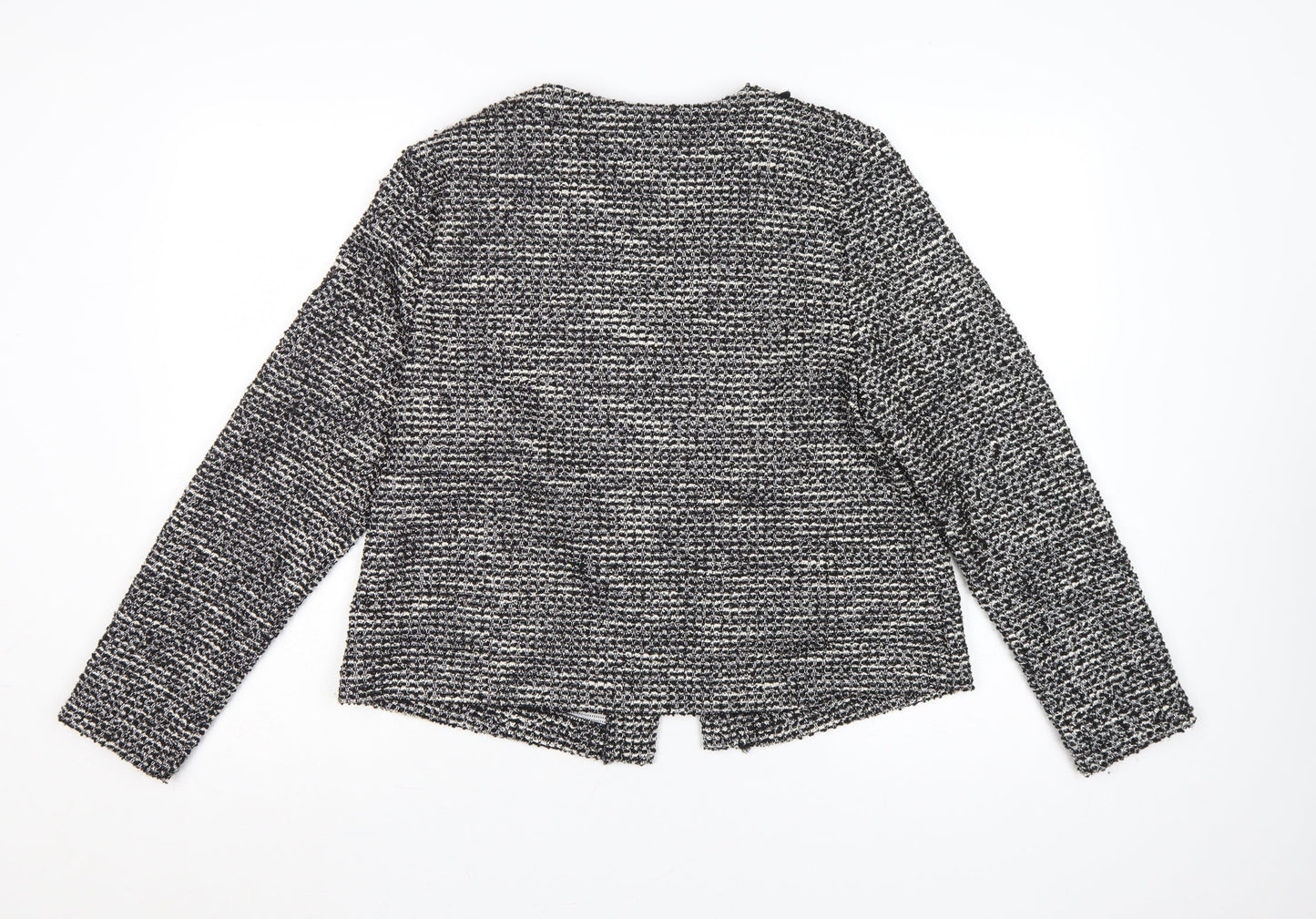 Wallis Women Black & White Bouclé Blazer UK 14 Check Open Front