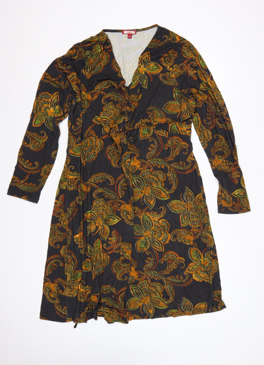 Joe Browns Women Multicoloured UK 22 Floral Wrap Dress