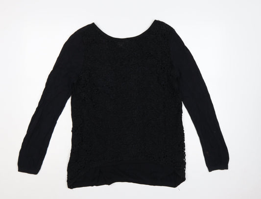 Next Women’s Black UK 14 Floral Lace Front Long Sleeve Jumper