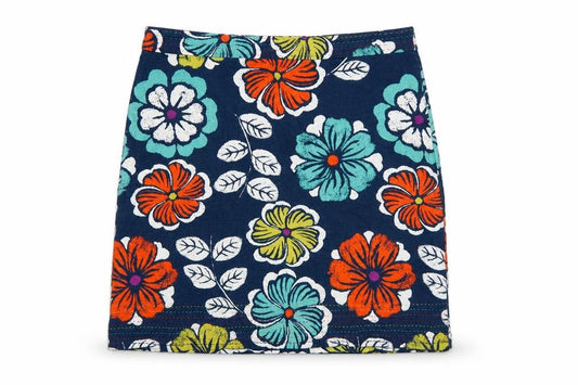Laura Ashley Women Multicoloured UK 18 Floral Linen Pencil Mini Skirt