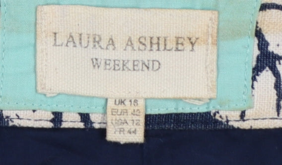 Laura Ashley Women Multicoloured UK 18 Floral Linen Pencil Mini Skirt