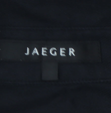 Jaeger Women Black UK 14 Basic Cotton Long Sleeve Button-Up Shirt