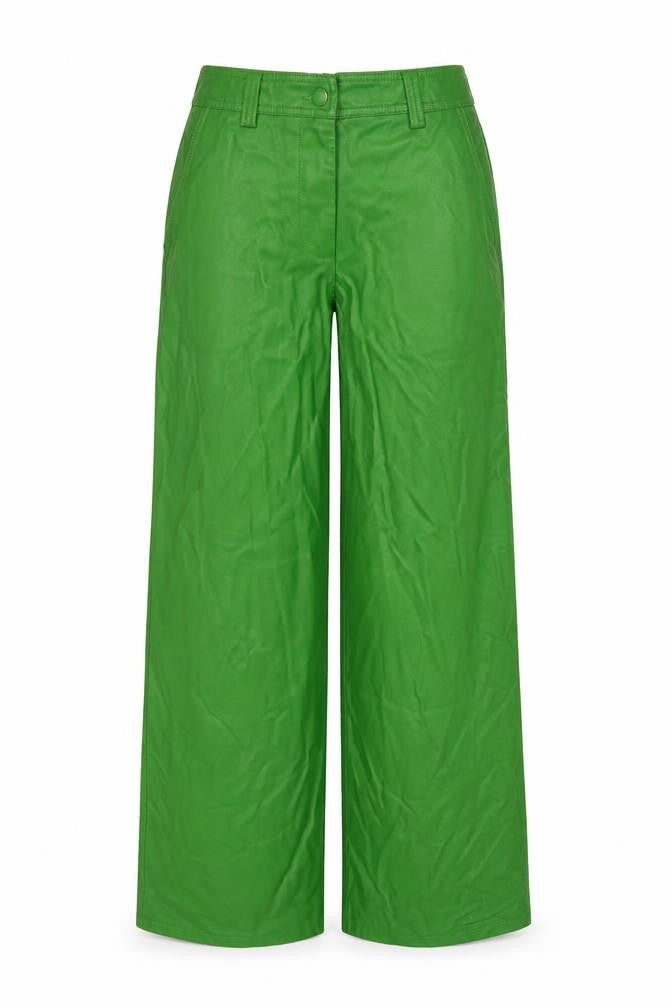 Topshop Women Green UK 6 High Rise Wide-Leg Faux Leather Trousers