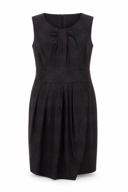 Next Women Black Check UK 16 Knee Length Sheath Workwear Dress