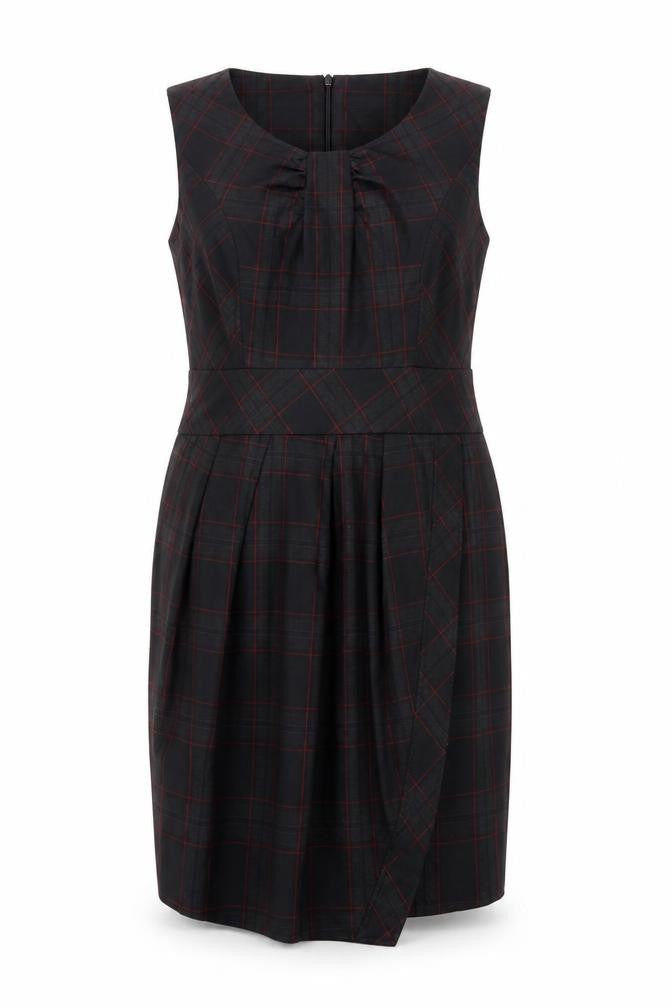 Next Women Black Check UK 16 Knee Length Sheath Workwear Dress