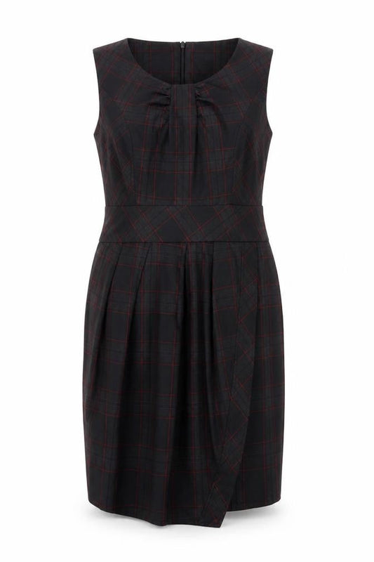 Next Women Black Check UK 16 Knee Length Sheath Workwear Dress